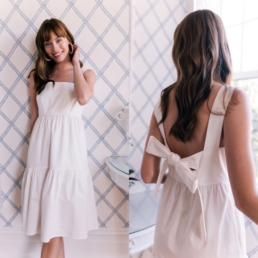 NWT Gal meets glam Desiree white bow dress pockets